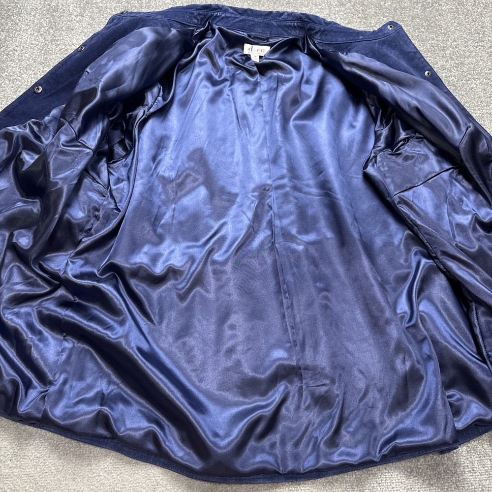 Blue Suede 3X Leather Jacket Snap D & Co Denim And Co Collared Shacket - Picture 4 of 7